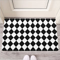 White And Black Argyle Pattern Print Rubber Doormat