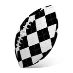 White And Black Argyle Pattern Print Rugby Ball