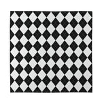 White And Black Argyle Pattern Print Silk Bandana