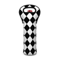White And Black Argyle Pattern Print Single Neoprene Wine Tote