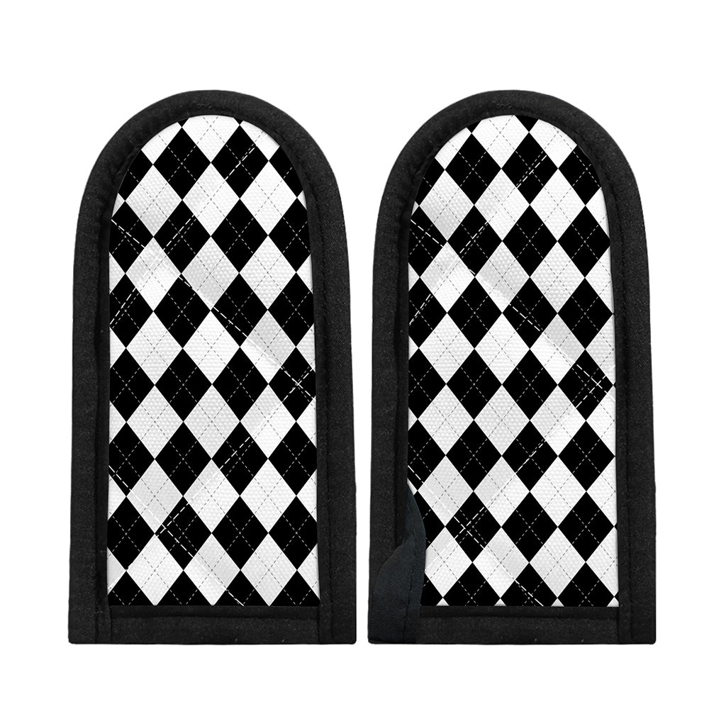 White And Black Argyle Pattern Print Skillet Handle Cover