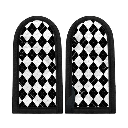 White And Black Argyle Pattern Print Skillet Handle Cover