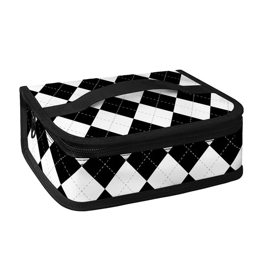 White And Black Argyle Pattern Print Small Lunch Bag