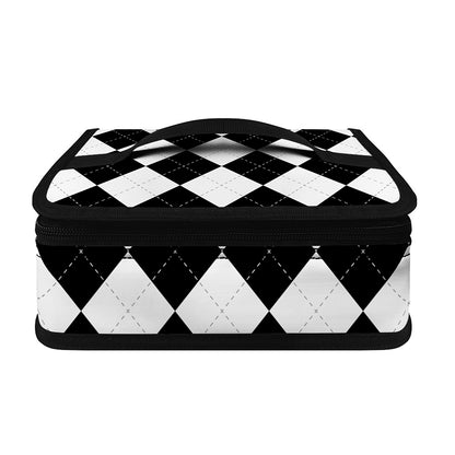 White And Black Argyle Pattern Print Small Lunch Bag
