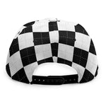 White And Black Argyle Pattern Print Snapback Cap