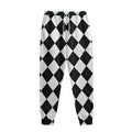 White And Black Argyle Pattern Print Sweatpants