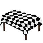 White And Black Argyle Pattern Print Tablecloth
