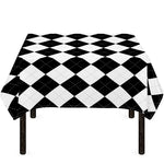 White And Black Argyle Pattern Print Tablecloth