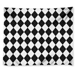 White And Black Argyle Pattern Print Tapestry
