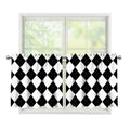 White And Black Argyle Pattern Print Tier Curtains