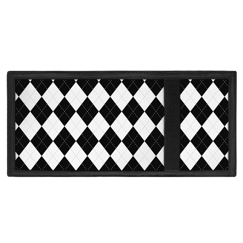 White And Black Argyle Pattern Print Trifold Wallet
