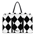 White And Black Argyle Pattern Print Utility Tote Bag