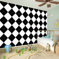 White And Black Argyle Pattern Print Wall Sticker