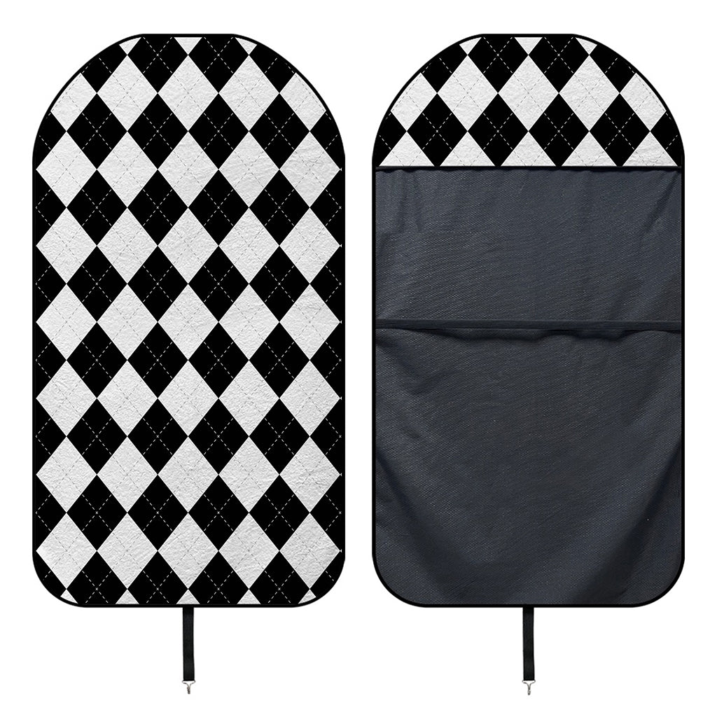 White And Black Argyle Pattern Print Waterproof Car Seat Cover