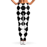 White And Black Argyle Pattern Print Women's Leggings
