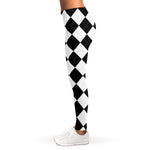 White And Black Argyle Pattern Print Women's Leggings