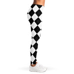 White And Black Argyle Pattern Print Women's Leggings
