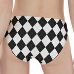 White And Black Argyle Pattern Print Women's Panties