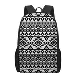 White And Black Aztec Pattern Print 17 Inch Backpack