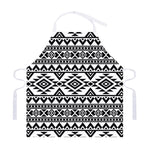 White And Black Aztec Pattern Print Adjustable Apron