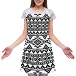 White And Black Aztec Pattern Print Adjustable Apron