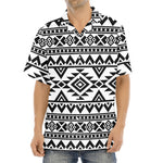 White And Black Aztec Pattern Print Aloha Shirt
