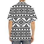 White And Black Aztec Pattern Print Aloha Shirt