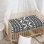 White And Black Aztec Pattern Print Baby Crib Sheet