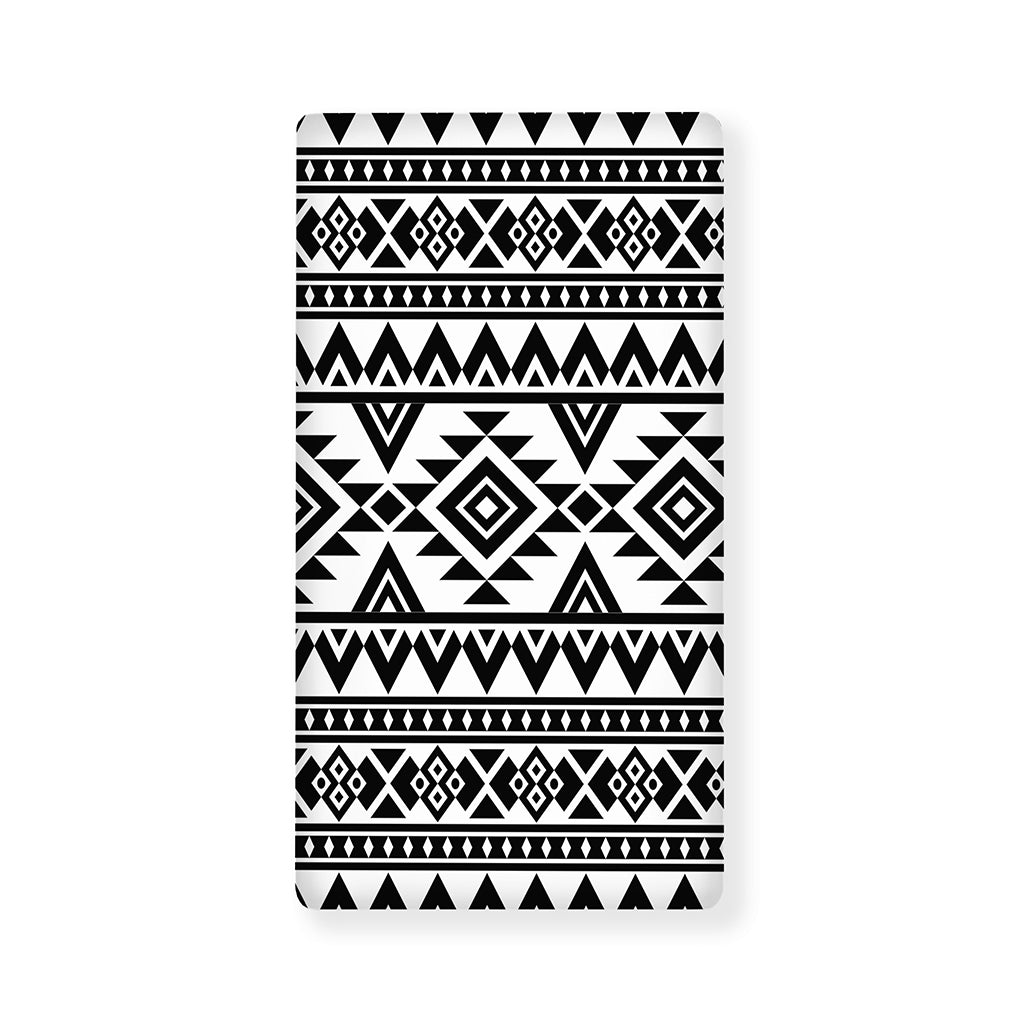 White And Black Aztec Pattern Print Baby Crib Sheet