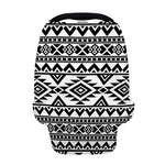 White And Black Aztec Pattern Print Baby Seat Cover