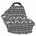 White And Black Aztec Pattern Print Baby Seat Cover