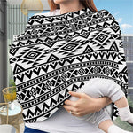 White And Black Aztec Pattern Print Baby Seat Cover