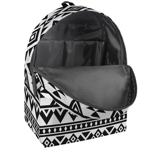 White And Black Aztec Pattern Print Backpack