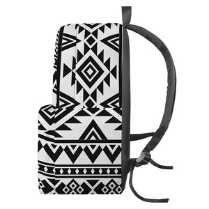 White And Black Aztec Pattern Print Backpack