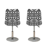White And Black Aztec Pattern Print Bar Stool Covers