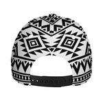 White And Black Aztec Pattern Print Baseball Cap