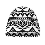 White And Black Aztec Pattern Print Beanie