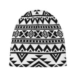 White And Black Aztec Pattern Print Beanie