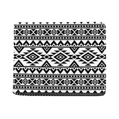 White And Black Aztec Pattern Print Bifold Wallet