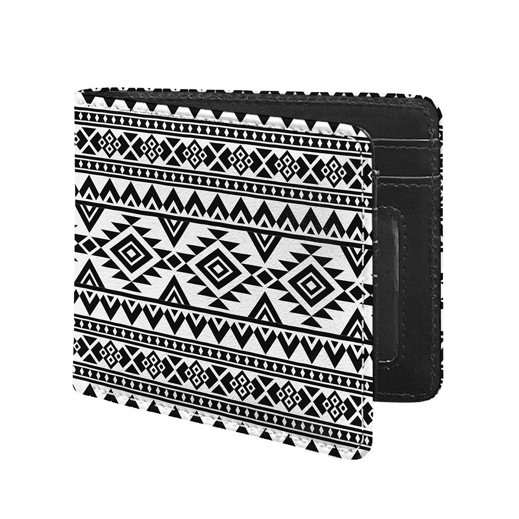 White And Black Aztec Pattern Print Bifold Wallet
