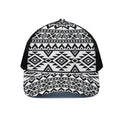 White And Black Aztec Pattern Print Black Mesh Trucker Hat