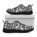 White And Black Aztec Pattern Print Black Running Shoes