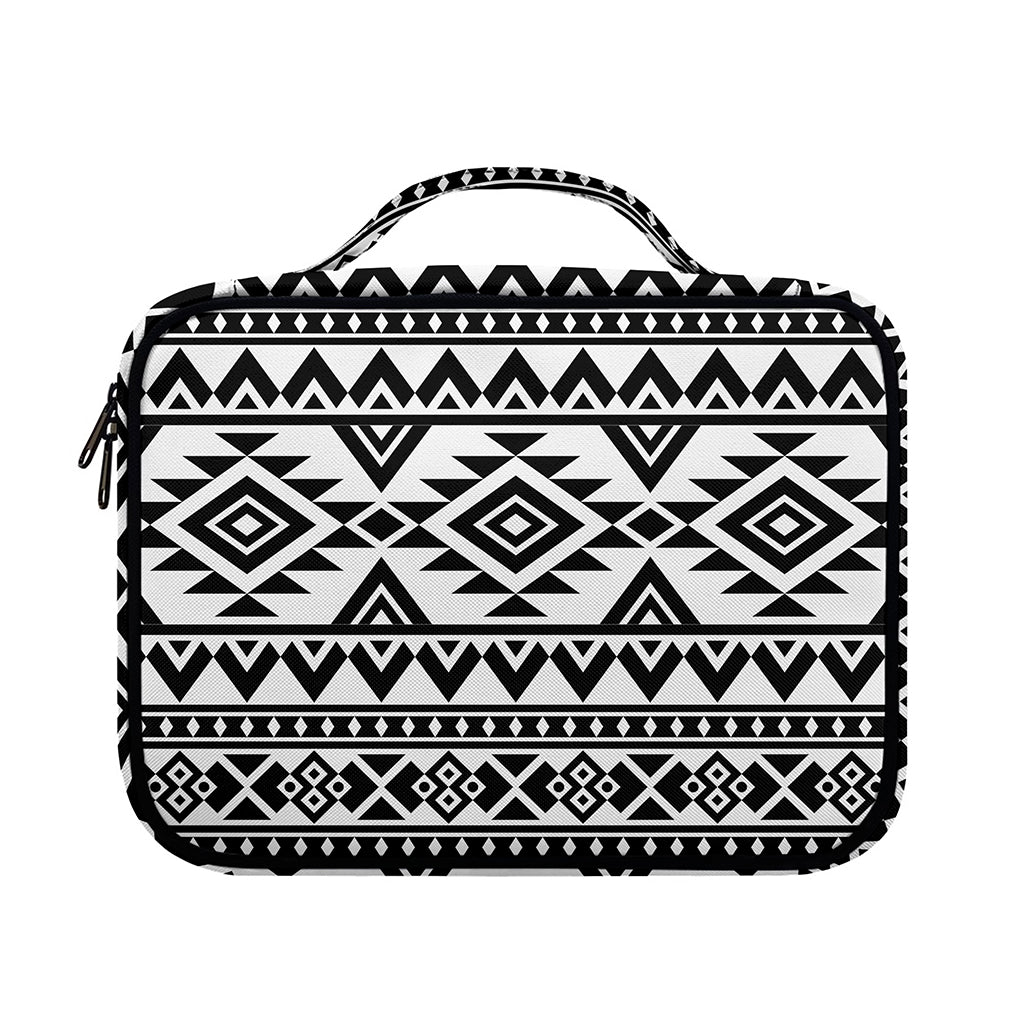 White And Black Aztec Pattern Print Briefcase Bible Bag