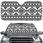 White And Black Aztec Pattern Print Car Windshield Sun Shade