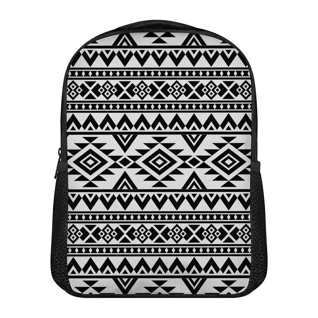White And Black Aztec Pattern Print Casual Backpack