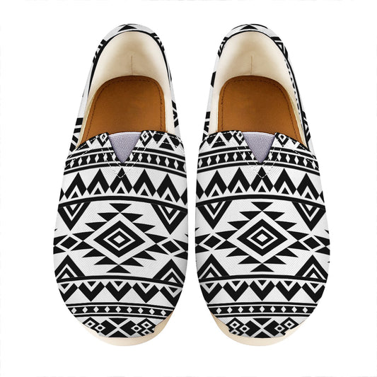 White And Black Aztec Pattern Print Casual Shoes