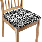 White And Black Aztec Pattern Print Chair Cushion Cover