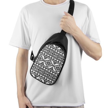 White And Black Aztec Pattern Print Chest Bag