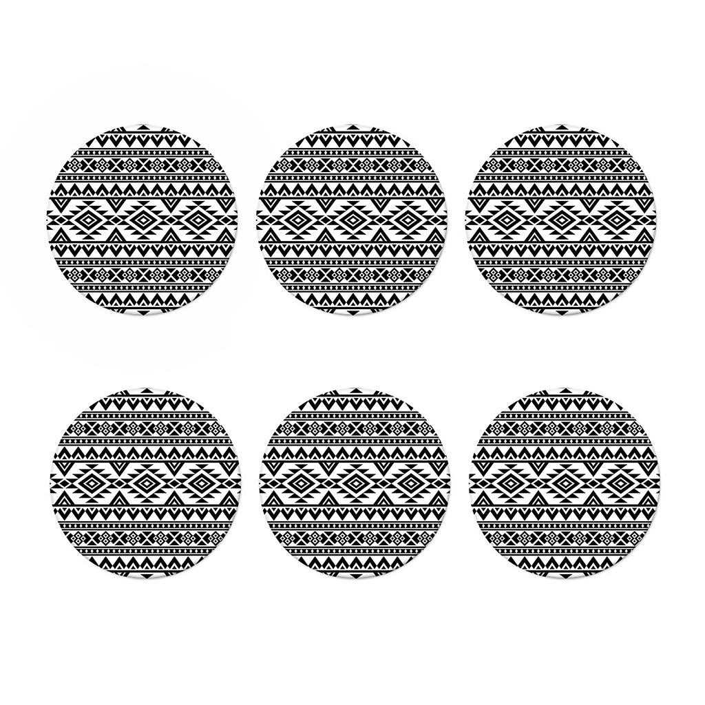 White And Black Aztec Pattern Print Coaster Set