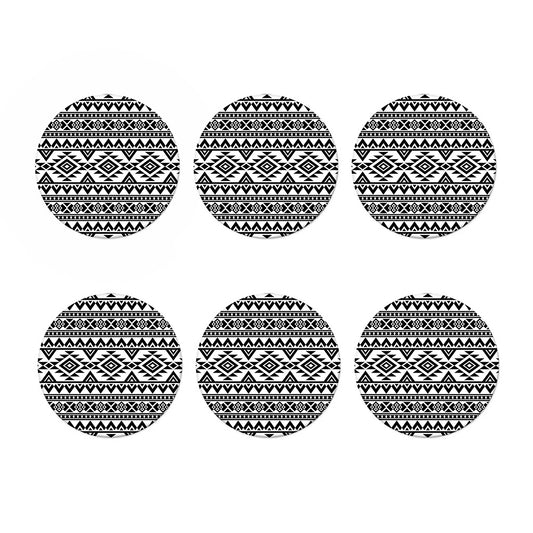 White And Black Aztec Pattern Print Coaster Set